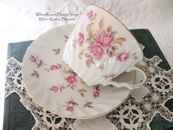 Lefton Teacup Pink Roses Vintage Mid Century Retro Tea Gift Downton Abbey Shabby Chic Classic Tea WhenRosesBloom