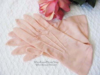 Pink Gloves Vintage Wedding Tea Party Lunch Date Retro Mid Century Bridal Downton Retro Cosplay NOS new old Free Ship  US When Roses Bloom