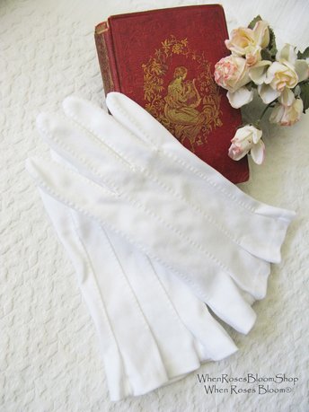 Gloves White Short Flare Retro Vintage Tea Party Elegant Cosplay Downton Miss Fisher Mid Century Style Free Ship US When Roses Bloom