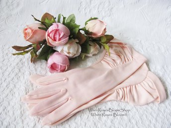 Pink Gloves Vintage Mid Forearm Length Wedding Tea Party Retro Bridal Mid Century Elegant Cosplay Free Ship US When Roses Bloom