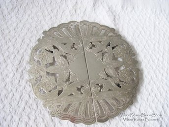 Vintage Silver Tea Trivet Hot Plate Tea Party Wedding Birthday Entertaining Tea Gift Silver Rococo Elegant Shabby Chic   WhenRosesBloom