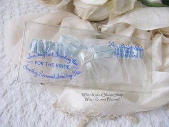 Wedding Garter Bridal Garter Vintage  Retro Classic Romantic Wedding Accessories Something Blue Ribbon &  Lace