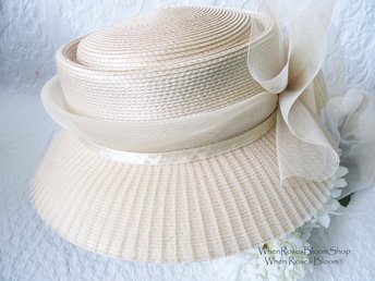 Elegant Hat Mid Century Bridal Retro Dressy Hat Tea Cocktail Party Garden Party Audrey Hepburn Breakfast at Tiffany Cosplay WhenRosesBloom
