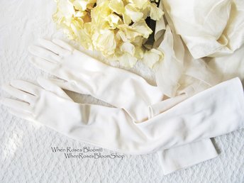 Vintage Gloves White Debutante Long Opera 3 Button Mid Century Wedding Style Downton Titanic Jane Austen Cosplay When Roses Bloom