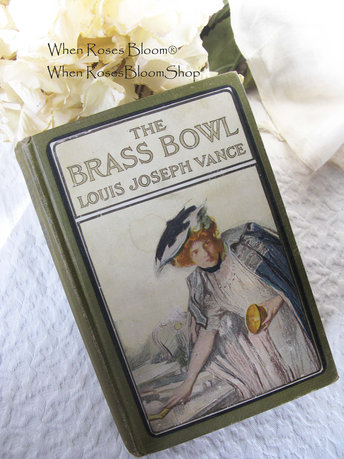 Vintage Green Book The Brass  Bowl Edwardian Romantic Comedy Decorative Cover Artwork Library Decor Gift 1st edition WhenRosesBloom