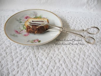 Silver Tea Pastry Sandwich Serving Tongs Elegant Afternoon Tea Gift Fancy Cake Pastry Dessert Cottage Granny Downton Abbey  WhenRosesBloom