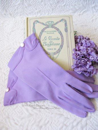 Purple Violet Gloves tailored Fabric Stetson Vintage Wedding Tea Party Mid Century Bridal Retro cosplay Gift for her When Roses Bloom
